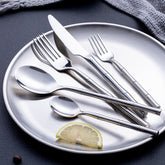 Aldomara Bamboo Stainless Steel Gold&Silver Cutlery Set | Yedwo